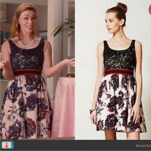 Peter Som for Anthropologie Brushstroke Blossom fit and flare dress Size 8